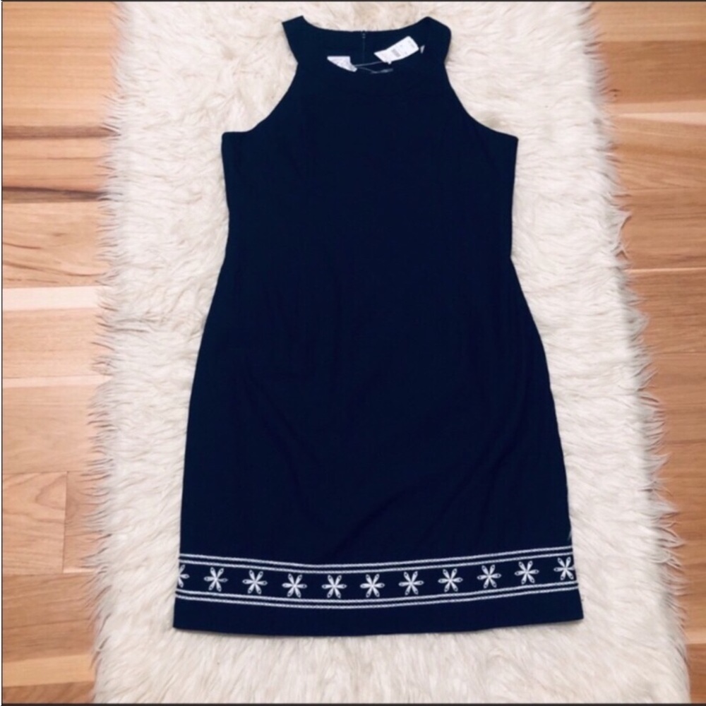 Embroidered floral hem Sleeveless Dress NEW
